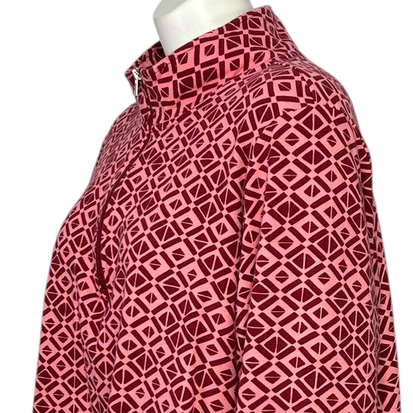Women's 4X Geometric Printed Top Quarter Zip Pullover Sport Savvy French Terry - Picture 8 of 12